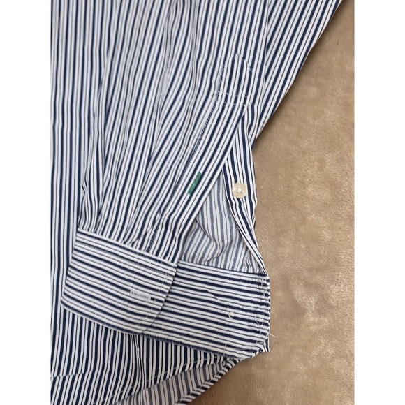 Vintage Tommy Hilfiger Mens Striped Button Down Shirt XL Navy White Long Sleeve - Picture 6 of 7